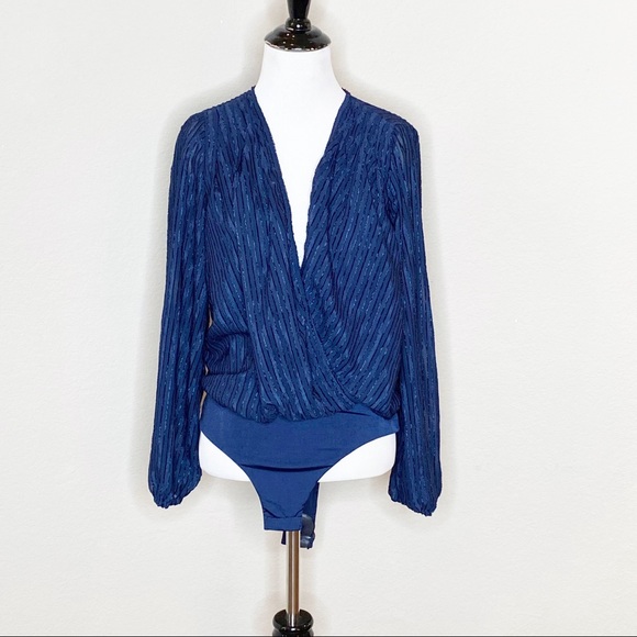 Katie Sturino for StitchFix Blue Wrap Bodysuit - Picture 8 of 11